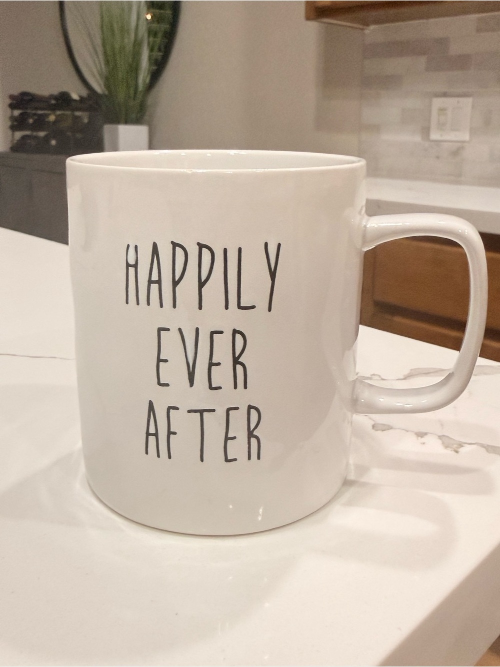 Rae Dunn Inspired “Happily Ever After" Large White Ceramic Coffee Mug